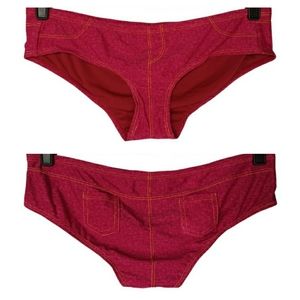 NEW ARIZONA JEANS Burgundy Faux Denim Large Bikini Bottoms Large